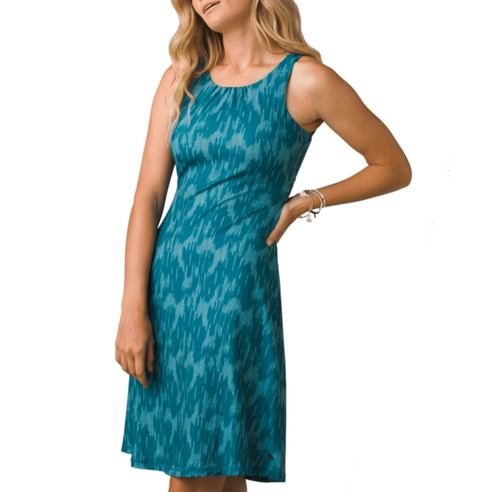 NEW Prana Skypath Dress Medium Verde Ikat Twist Back Cutout Performance Knit